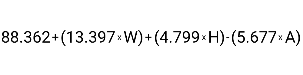 An image showing the formula for calculating the BMR of a male.